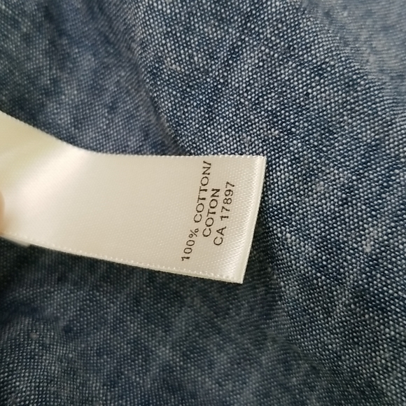 Banana Republic Button Down Cotton Oxford Chambray snap up Long Slv Shirt Medium - Picture 5 of 7